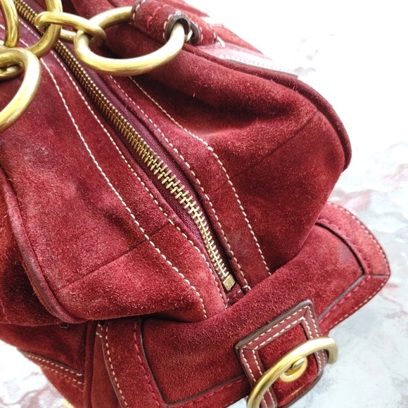 Interest check!!! (Will also trade) Vintage coach red suede hand bag purse - Picture 11 of 16